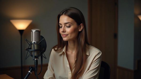 Voix-off féminine : enregistrement professionnel pour vos projets audio